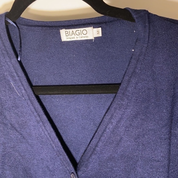 Biagio Sweater size M navy blue cardigan long sleeve button down details - Picture 2 of 5